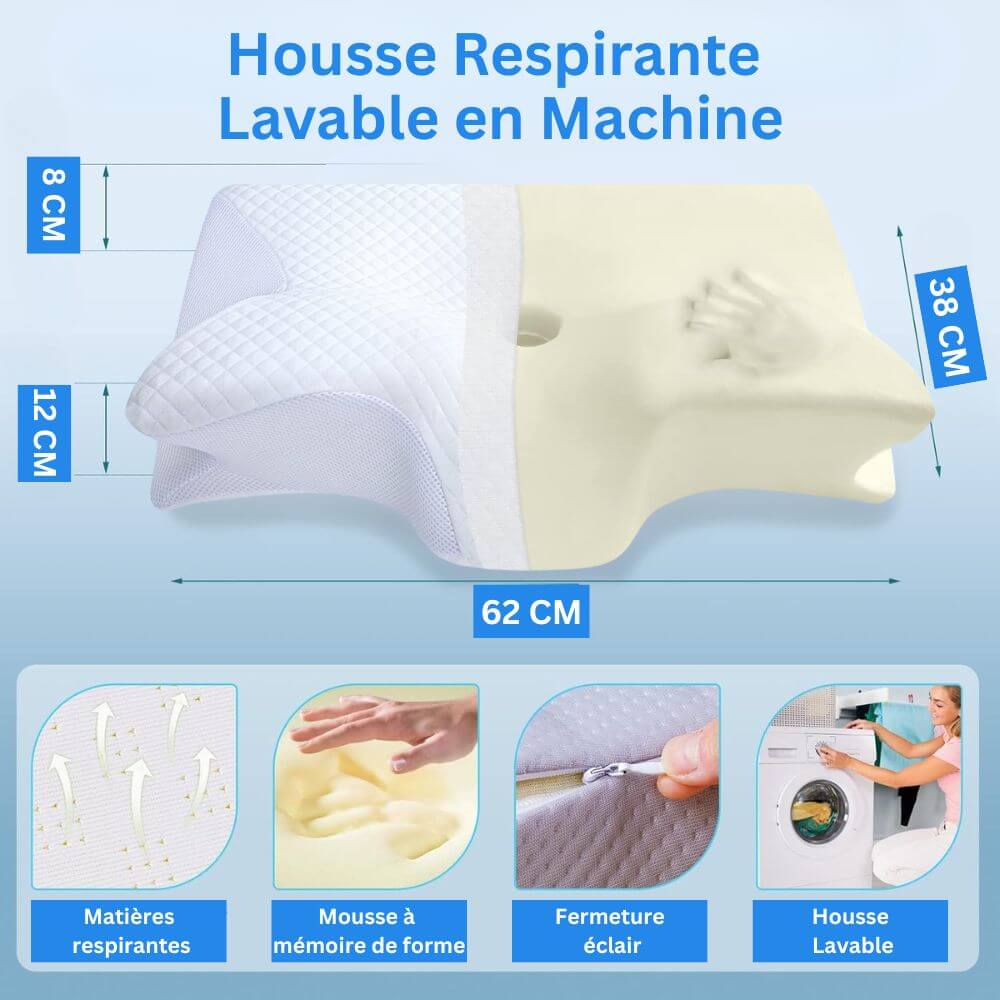 Oreiller Cervical Ergonomique - Design Papillon