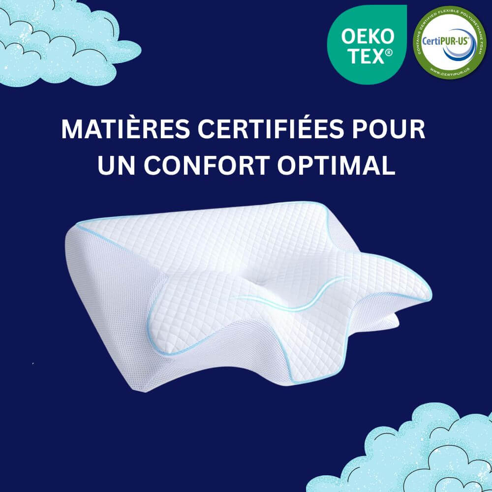 Oreiller Cervical Ergonomique - Design Papillon